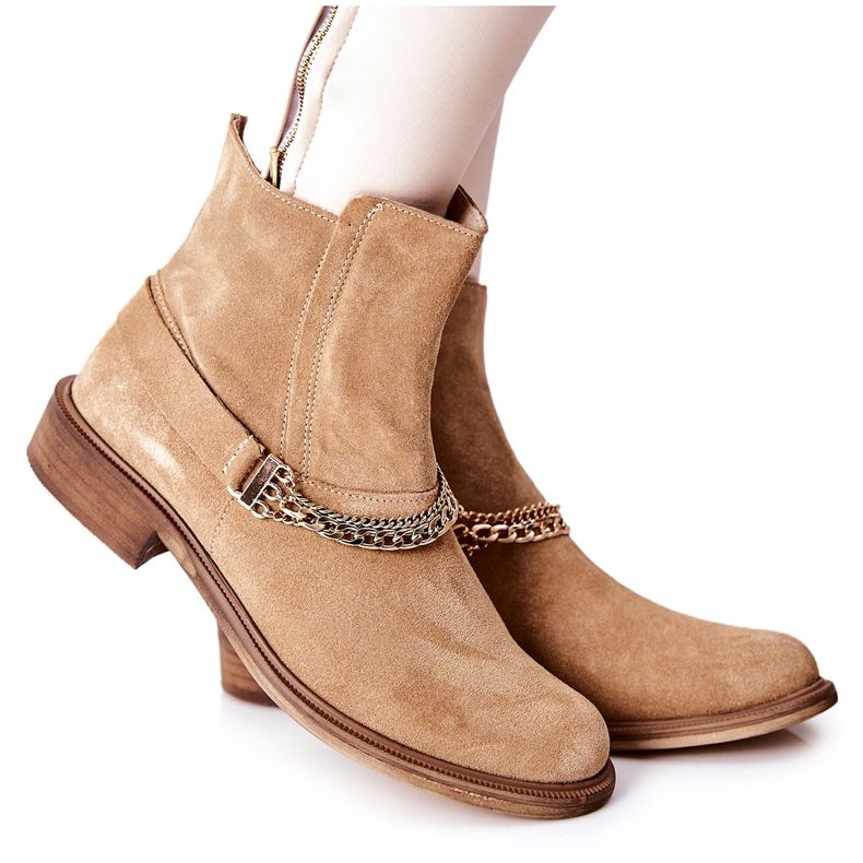 Damen Lederstiefel Nicole Beige Dome