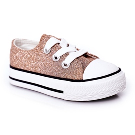 Rosa Gold Glitzer Sneakers für Kinder Bling-Bling golden