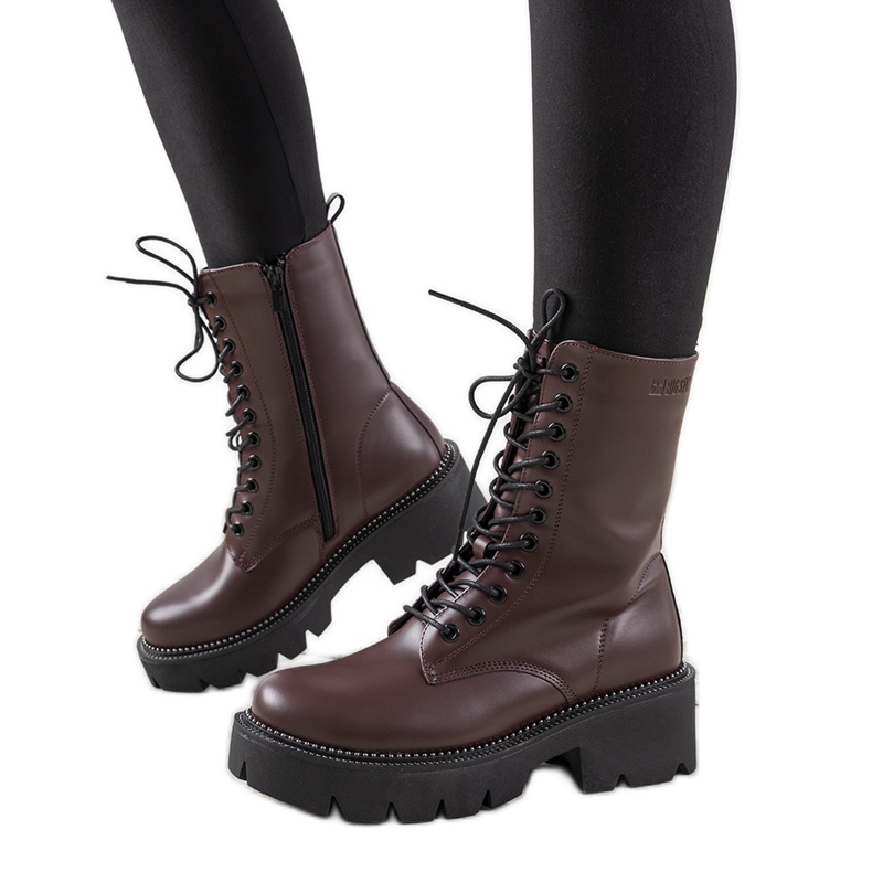 Maroon hohe Big Star Stiefel für Damen Ochoa rotwein