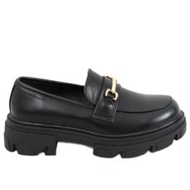 Schwarz YY11 Schwarze Loafer mit dicker Sohle