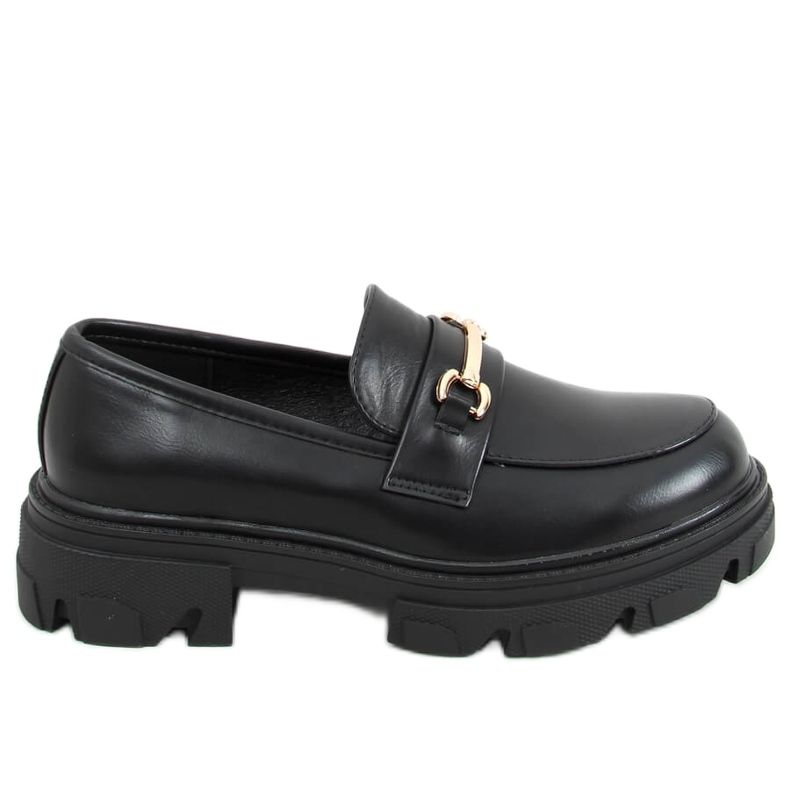 Schwarz YY11 Schwarze Loafer mit dicker Sohle