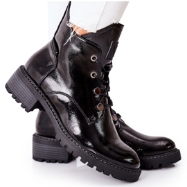 Vinceza Lackierte schwarze warme Stiefel von Cloghan