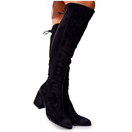 Vinceza Damenstiefel mit Absatz Wildleder Schwarz Corrig