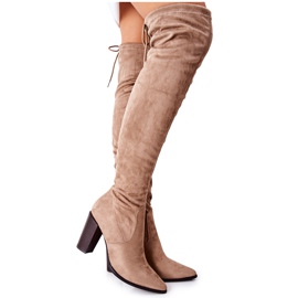 Vinceza Damenstiefel mit Absatz Wildleder Beige Monleek
