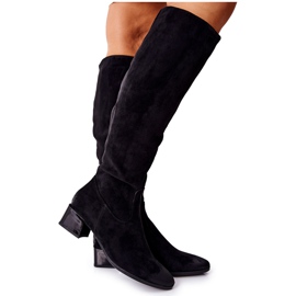 Vinceza Damenstiefel mit hohem Absatz Wildleder Schwarz Bolea