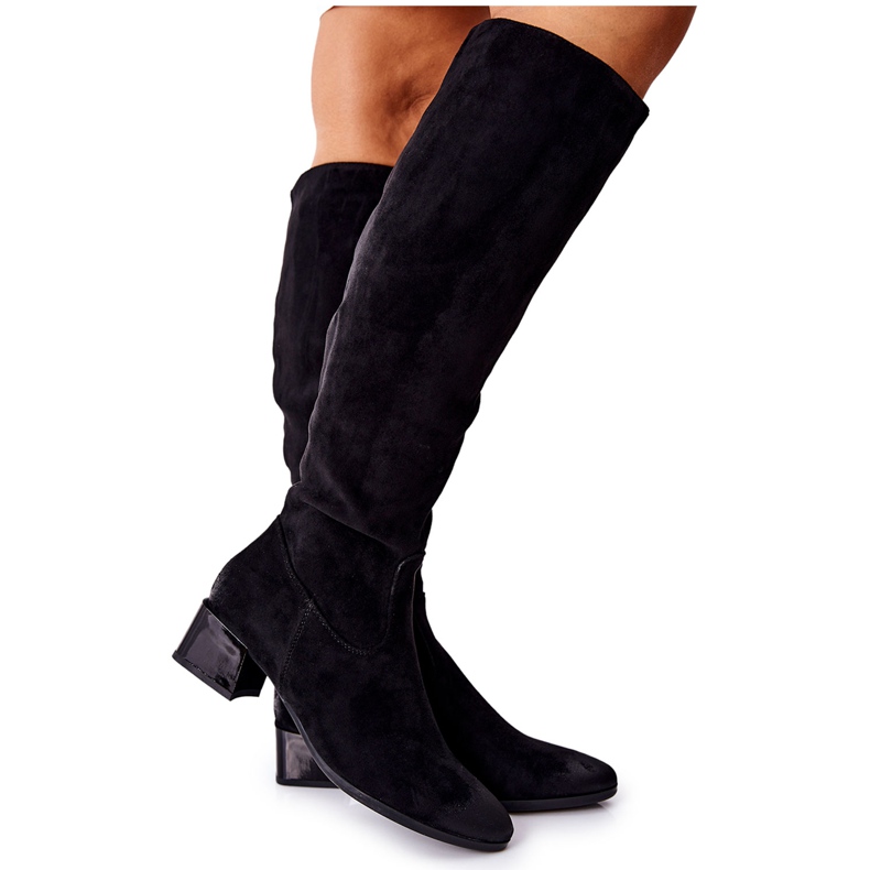 Vinceza Damenstiefel mit hohem Absatz Wildleder Schwarz Bolea