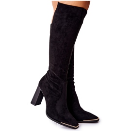 PS1 Warme Stiefel für Damen Gold Toe Schwarz Puentos