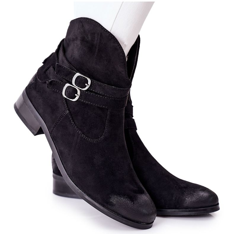 Vinceza Warme Wildlederstiefel für Damen Schwarz Castlerock