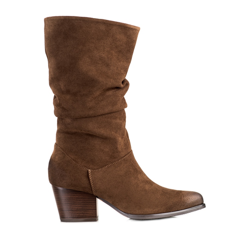Stiefel mit plissiertem VINCEZA-Obermaterial braun