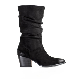 Stiefel mit plissiertem VINCEZA-Obermaterial schwarz