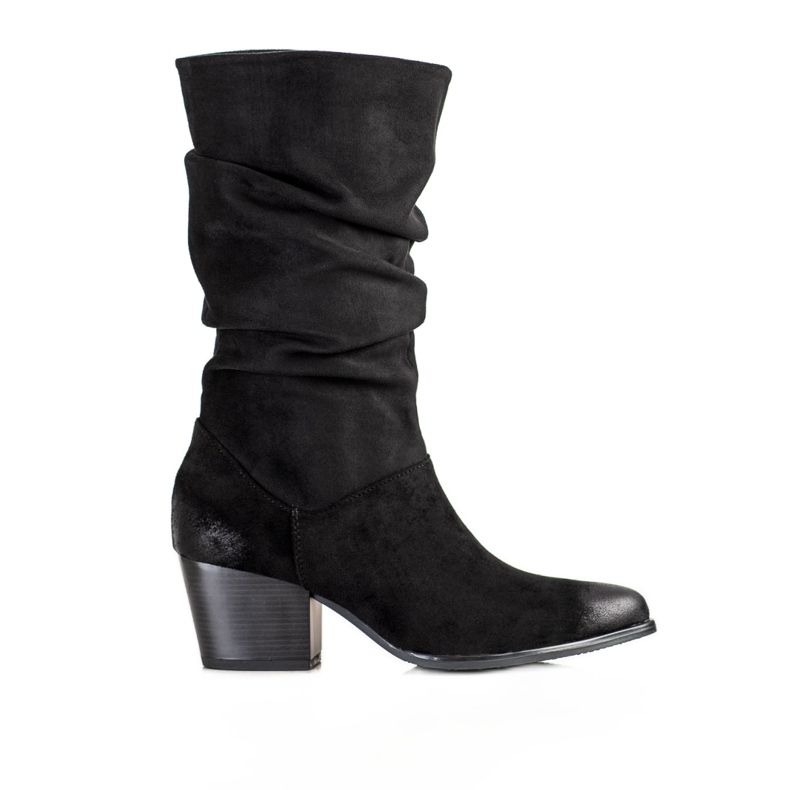 Stiefel mit plissiertem VINCEZA-Obermaterial schwarz