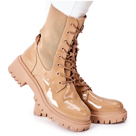 PM1 Damenstiefel Workers Lackierte Khaki Maxine braun