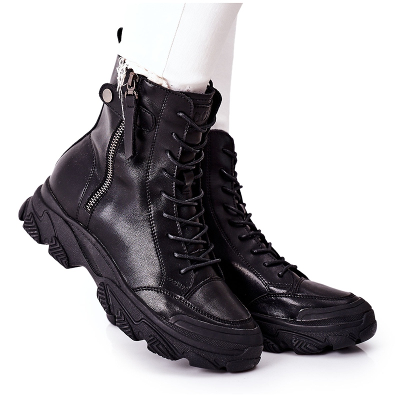 Damen Lederstiefel GOE II2N4031 Schwarz