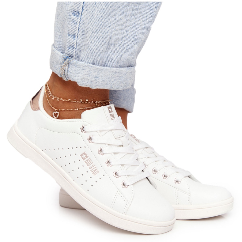 Damen Leder Sneaker Big Star DD274583 Weiß-Kupfer