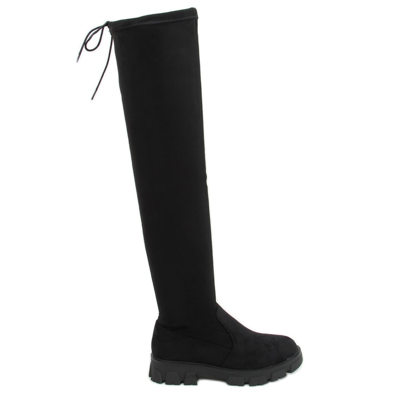 Overknee-Stiefel mit flachen Absätzen schwarz K-99120-1 Black
