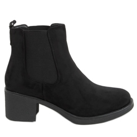 Schwarze Chelsea-Boots mit niedrigem Absatz SP102 Schwarz