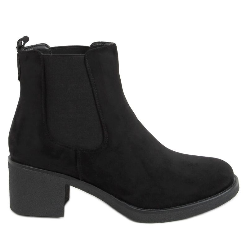 Schwarze Chelsea-Boots mit niedrigem Absatz SP102 Schwarz