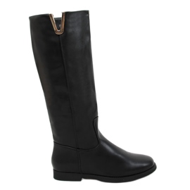 Schwarze Damen Reitstiefel YY6787 Schwarz