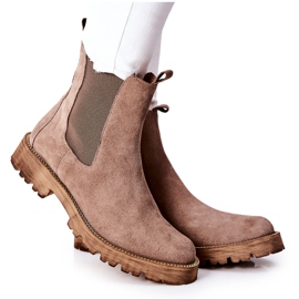 Leder Booties Jodhpur Stiefel Nicole Brown Brace braun