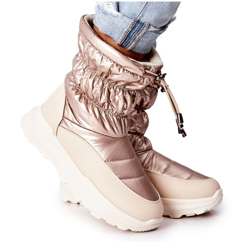 Warme Damen-Schneestiefel mit goldenem Starbone-Reißverschluss