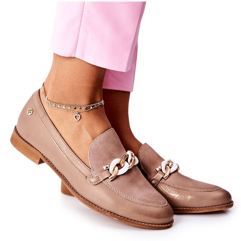 Damen Brogues Maciejka Lackierte Loafer Beige 4099B-04 / 00-1