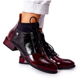 Lederstiefel Maciejka 04744-29 Marmorierte Murmeln schwarz rot