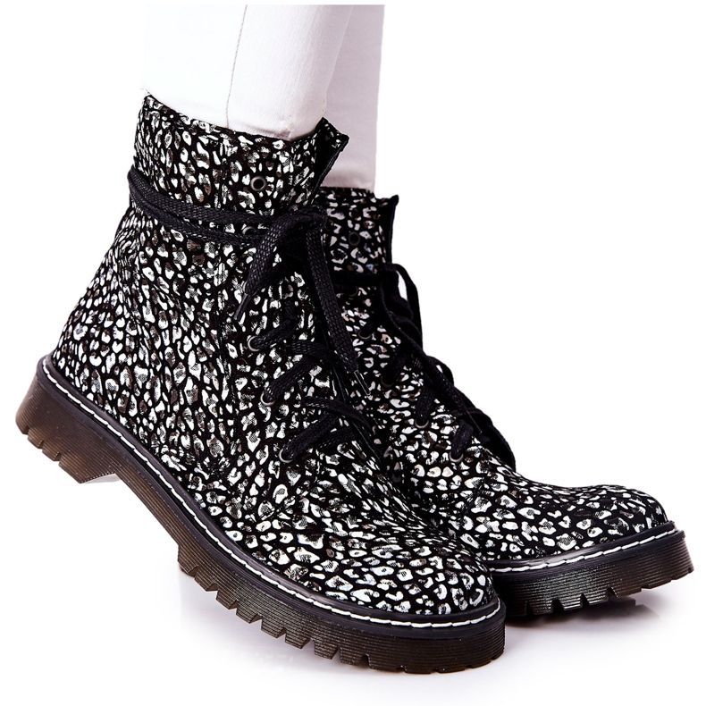 Damenstiefel Glany Workers Maciejka Schwarz-Weiß 01609-48