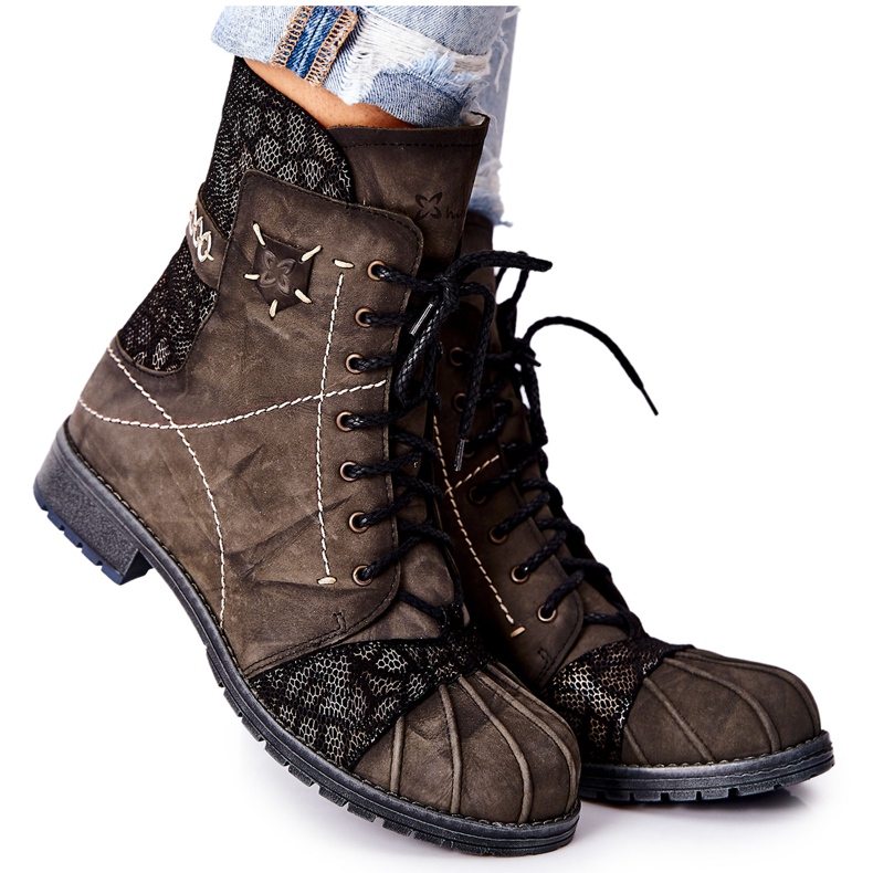 Warme Damen Lederstiefel Maciejka Olive 03961-24 grün