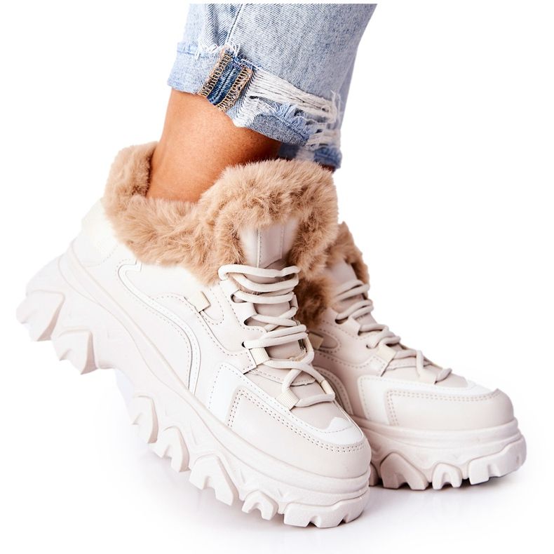 PM1 Hellbeige Warme Stiefel für Damen Limerick