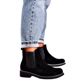 Damen Stiefeletten Jodhpur Stiefel Wildleder Schwarz Meagan