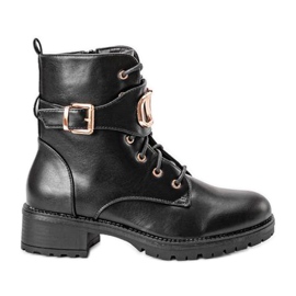 Schwarze Versi Arbeitsstiefel mit flachem Absatz