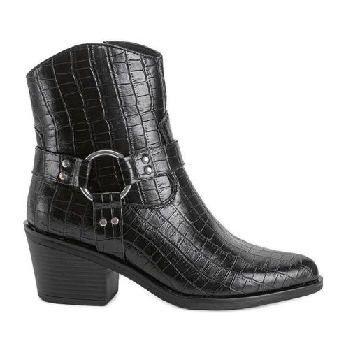 Schwarze Cowboystiefel mit Krokodilmuster Lav