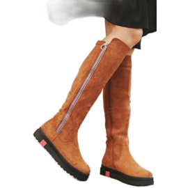 Camel flach verzierte Stiefel Liana braun