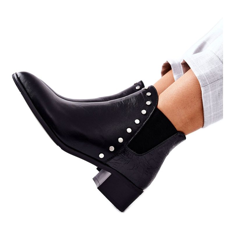 PG1 Damen Stiefeletten Jodhpur Stiefel Schwarz Barretos