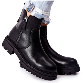 PE1 Schwarze Silvan Stiefel mit Reißverschlüssen