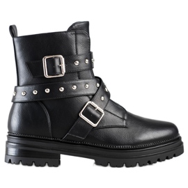 Bestelle Arbeiterstiefel mit Strasssteinen schwarz