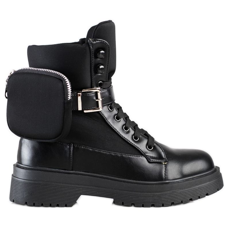 WELLSPRING Bequeme Stiefel mit Tasche schwarz