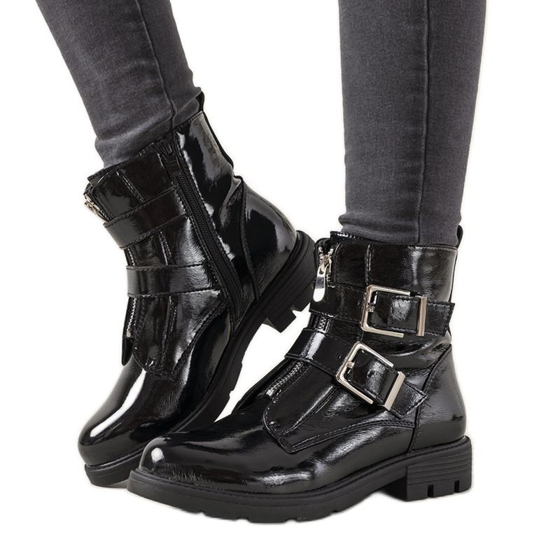 Schwarze Lackstiefel für Damen Bonami