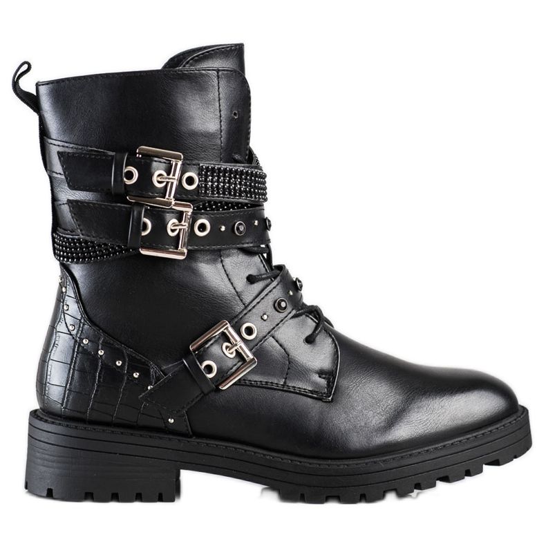 Erynn Schwarze Arbeiter mit dekorativen Schnallen