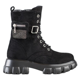 SHELOVET Arbeitsstiefel aus Wildleder mit Tasche schwarz