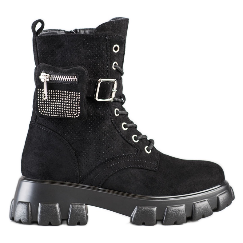 SHELOVET Arbeitsstiefel aus Wildleder mit Tasche schwarz