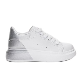 Weiße Sneaker mit silbernem Run-Obermaterial