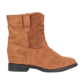 Camel Stiefelette mit bezogenem Buena Keilabsatz beige braun