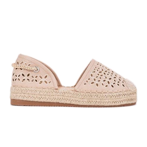 Peekaboo beige durchbrochene Espadrilles