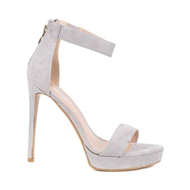 Graue Sandalen auf einem hohen Absatz Be My Baby rosa