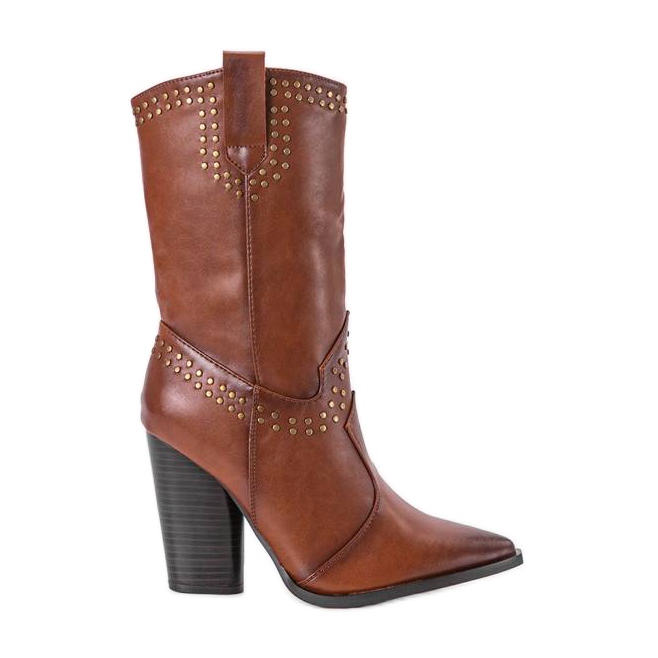 Braune Cowboystiefel mit verziertem Bora-Obermaterial