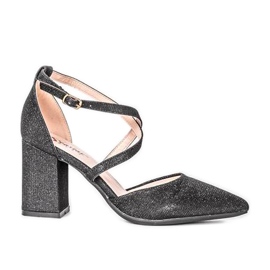 Schwarze Pumps am Shine-Pfosten silber-