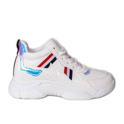 Weiße hässliche Schuhe auf einer klobigen Lexi-Sohle mehrfarbig