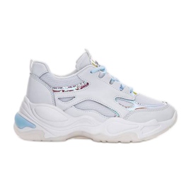 Weiße Sneaker mit dicker Sohle von Big Fun blau