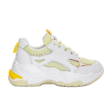 Weiße Sneaker mit dicker Sohle von Big Fun gelb
